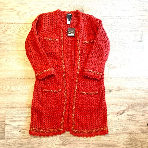 **NWT** James Caviello x Anna Sui Wool Beaded Cardigan